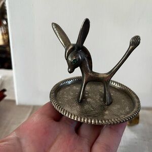 Vintage Silver Donkey Trinket Dish 1960 silver plated ring holder